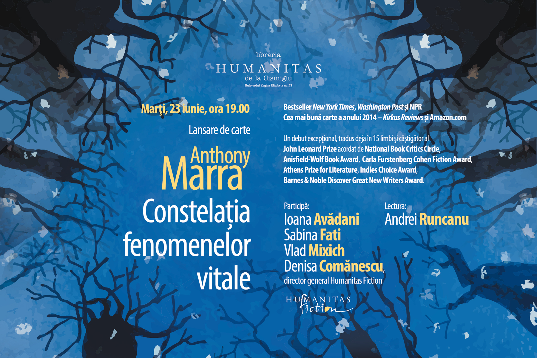 Constelaţia fenomenelor vitale – dezbatere Librăria Humanitas Cişmigiu